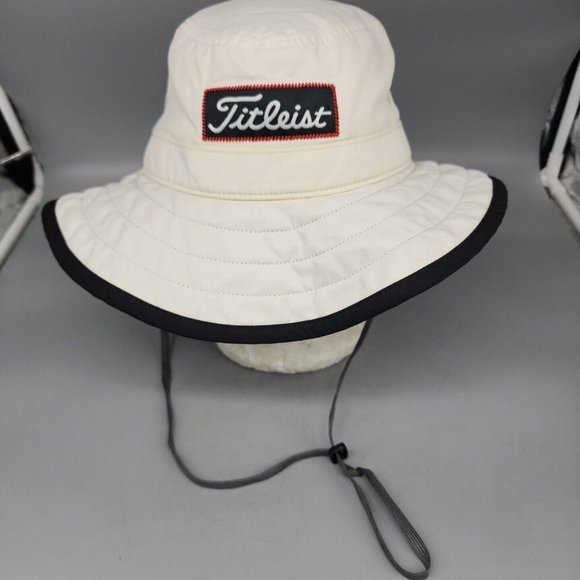 Titleist Other - TITLEIST 100% NYLON GOLF HAT L/XL LOGOS White Black golf draw string